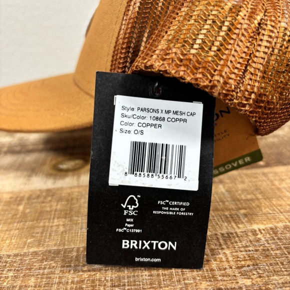 NEW Brixton Parsons X MP Mesh Trucker Hat Cap Brown Snapback OS Adjustable - Picture 4 of 7